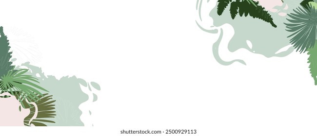 Fondo de hojas tropicales. Anuncio de Vector con espacio de copia para texto.