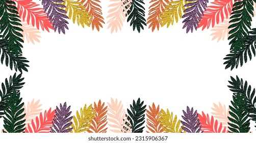 Tropical leaves background vector. Luxury wallpaper with tropical leaf framed, palm leaves art.