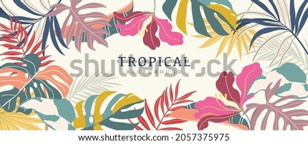 Similar – Image, Stock Photo Background withMonstera leaves on a light green background