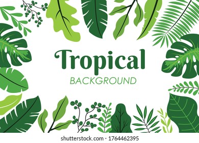 Tropical leaves background Vector template