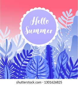 Tropical leaves background for your text vector illustration flat desing