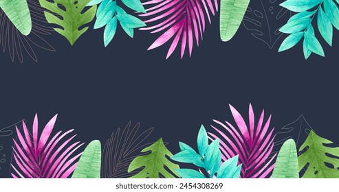 Diseño de Vector de zoom de fondo de hojas tropicales en eps 10
