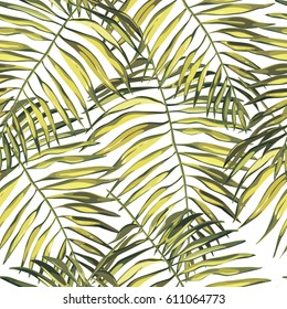 Tropical leaves. Beautiful seamless vector floral pattern background, exotic print. EPS 10