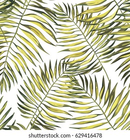 Tropical leaves. Beautiful seamless vector floral pattern background, exotic print. EPS 10