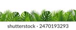 Tropical Leaves Border Isolated White Background 
With Gradient Mesh, Vector Illustration 