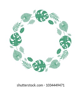Tropical leaves border. Summer frame.