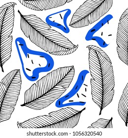 Tropical  leaves. Botanical seamless pattern. Tropical background. Tropical pattern. Vector background.