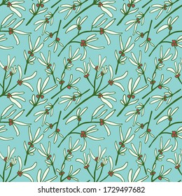 Tropical Leaves botanical seamless pattern.  Leaves and plants branches pattern. Endless floral background. 