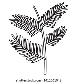 Tropical leaves bouquet cartoon nature in black and white
