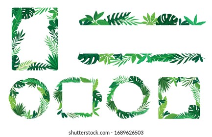 Tropical Leaves and Branches in Shaped Frames and Borders Vector Set
