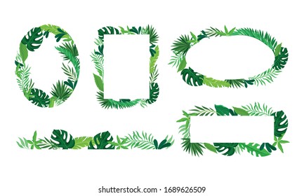 Tropical Leaves and Branches in Shaped Frames and Borders Vector Set