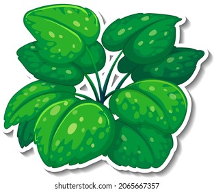 Tropical leaves brush sticker on white background illustration