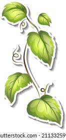 Tropical leaves brush sticker on white background illustration