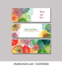 Tropical leaves cards design in vector