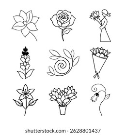 Tropical Leaves Collection vector line art bundle