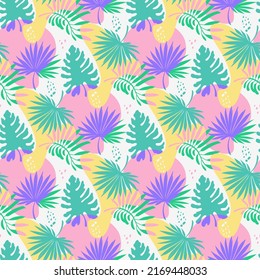 Tropical leaves, colorful floral pattern
