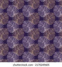 Tropical Leaves Dark Hand drawn Seamless Pattern for Textile and wallpapers. Vector illustration