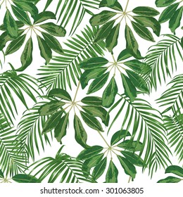 Tropical Leaves Dense Jungle Seamless Detailed Stock Vector (Royalty ...