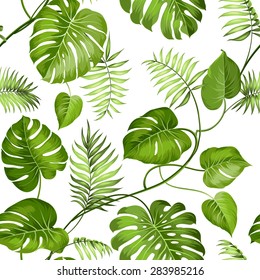 Tropical leaves design for fabric swatch. Vector illustration.