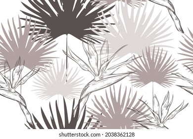 Tropical leaves. Exotic pattern. Creative seamless background. Fashion template for design, clothing, textiles