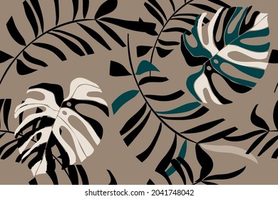 Tropical leaves. Exotic pattern. Creative seamless background. Fashion template for design, clothing, textiles
