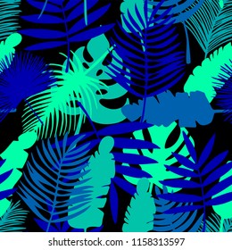 tropical leaves, exotic pattern, seamless background