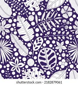 Tropical  leaves. Exotic summer botanical seamless pattern. Can be used in textile industry, paper, background, scrapbooking.Vector.