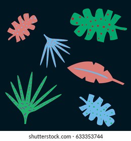 Tropical leaves flat style