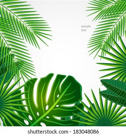 Tropical leaves. Floral design background.