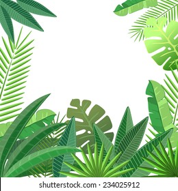 Tropical leaves. Floral design background.