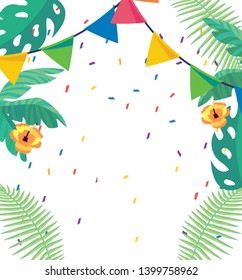 tropical leaves and flowers background
