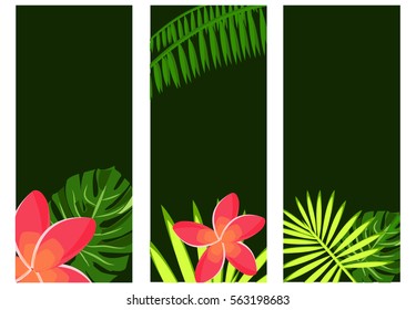 Tropical Leaves and Tropical Flowers Banners