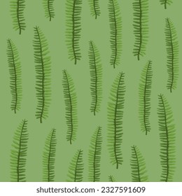 Tropical leaves and foliage, exotic vegetation and leafage. Rainforest and beach flora and nature design, adornment. Seamless pattern, background print or wallpaper. Vector in flat style illustration