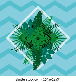 Tropical leaves frame