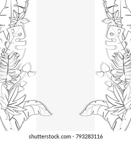 Tropical leaves frame