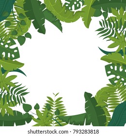 Tropical leaves frame