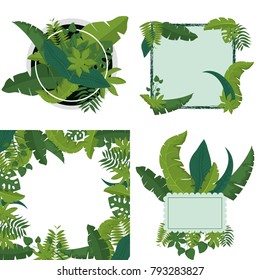 Tropical leaves frame