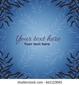 Tropical leaves frame blue