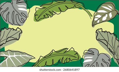 Vector de borde de marco de hojas tropicales
