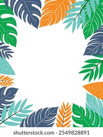 tropical leaves frame flat design