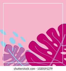 Tropical leaves frame illustration, Vector background