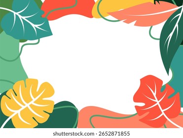 Tropical Leaves Frame for Summer Vibes