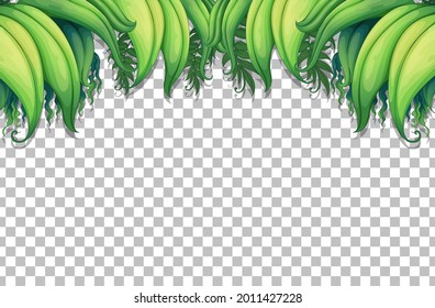 Tropical leaves frame template on transparent background illustration