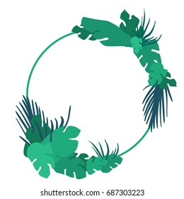 Tropical Leaves Frame Vector Design