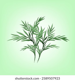 Tropical leaves with green and white gradient mesh abstract background
