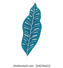 Tropical Leaves hand drawn flat illustration. Paradise flora design elements. Vector illustration