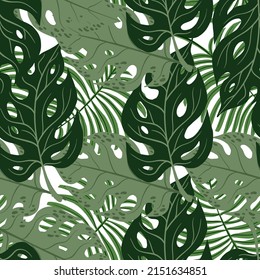 Tropical Leaves Hand drawn Vector Textile Seamless Pattern Design. Vector illustration