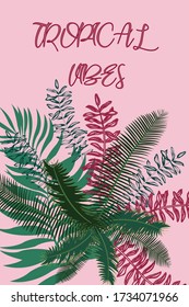 Tropical leaves hawaiian vector pattern