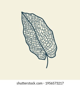 Tropical leaves icon outline drawing. Minimal floral vintage style. Doodle plant vector illustration. Pure nature organic brush. Line drawing. Botanical floral badge. Eco product emblem.