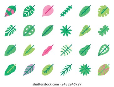 Tropical Leaves icon vector set. Tropical Leaves icon set. Tropical Leaves flat color icon collection